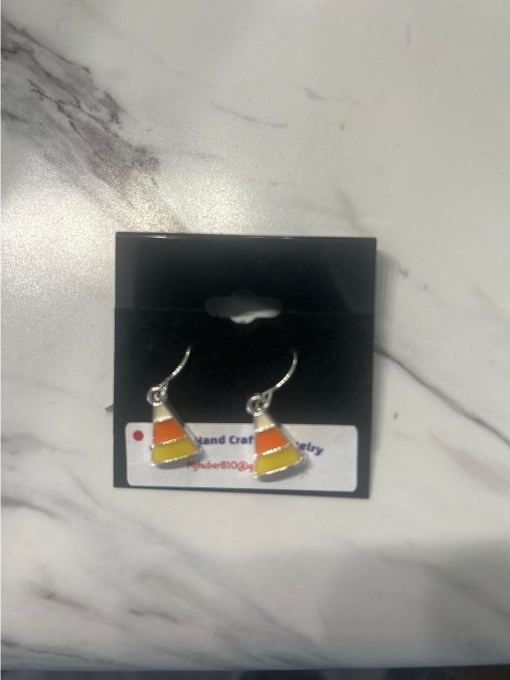 Cute Candy Corn Drop Earrings for Kids - Orange Yellow White